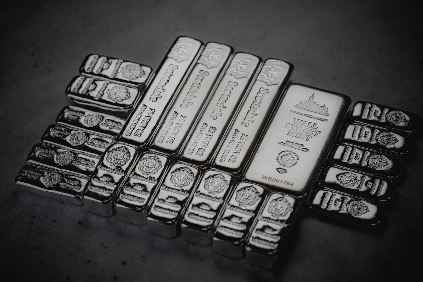 Stacked .999 fine silver bullion bars